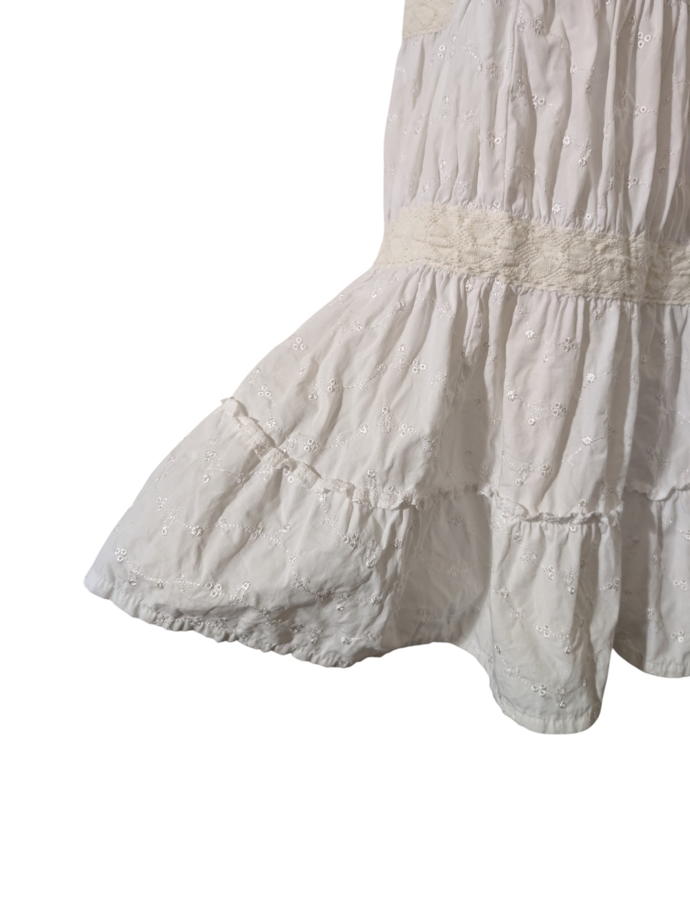 Cato Vintage Denim-Waist White Tiered A-Line Skirt - Picture 5 of 8